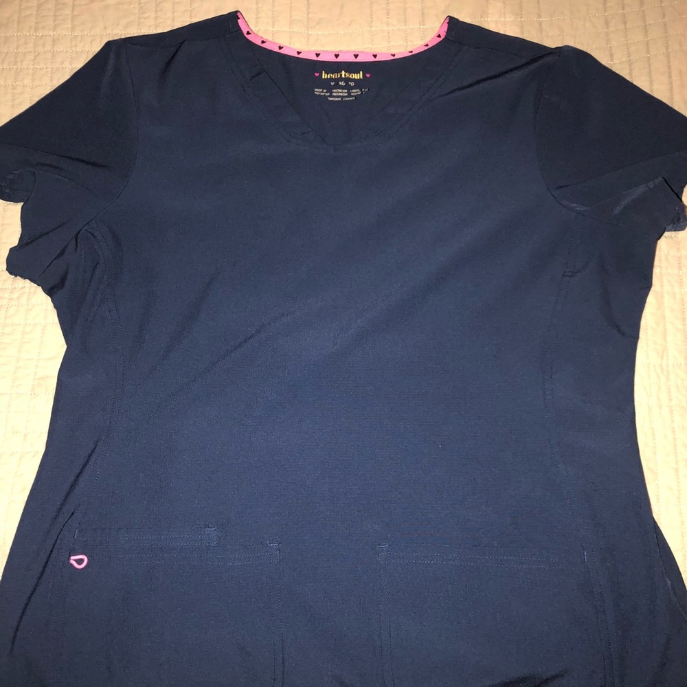 2/15$ Heart soul scrub top navy blue size XL